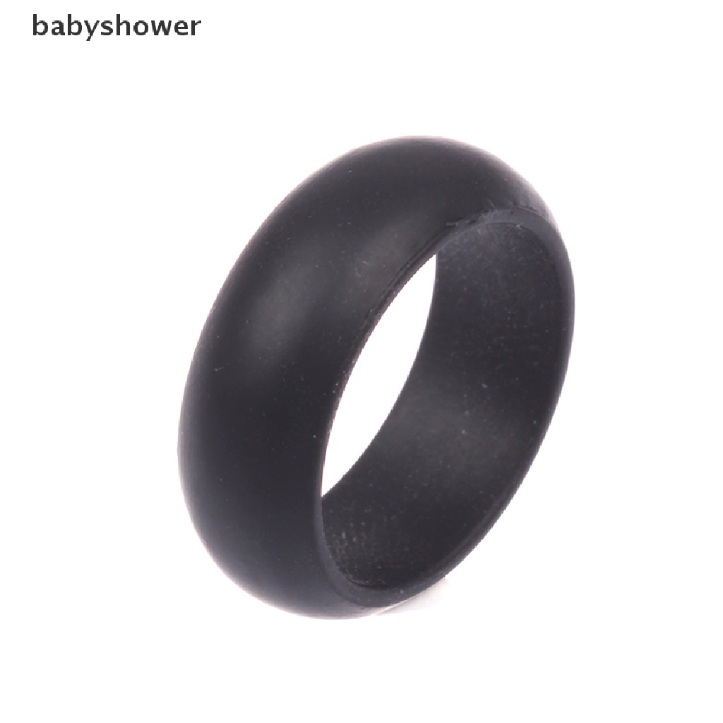 Cincin Pria Bahan Karet Silikon Flexible Warna Hitam Untuk Pernikahan