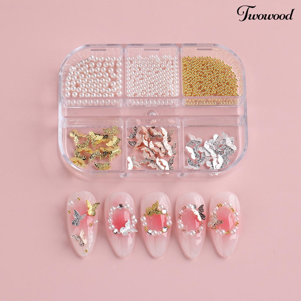 Twowood Ornamen Kupu-Kupu Bahan Metal Untuk Dekorasi Nail Art