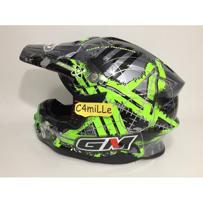 TERBARU DAN MURAH HELM CROSS TRAIL GM SUPER CROSS NEUTRON DARK MET GREEN ,