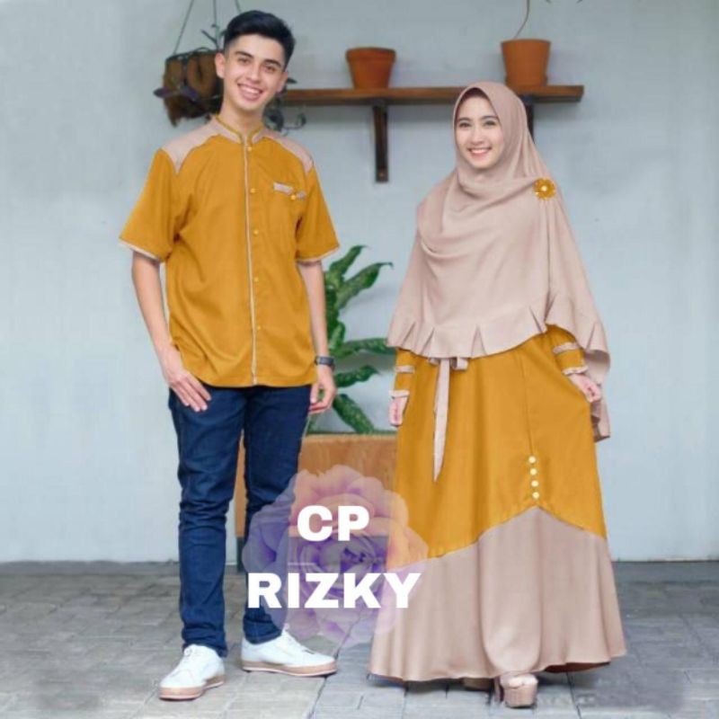 Baju Gamis Couple Keluarga Pasangan Suami Istri Remaja Modern Terbaru 2021 Untuk Lebaran Bhn Moscrep
