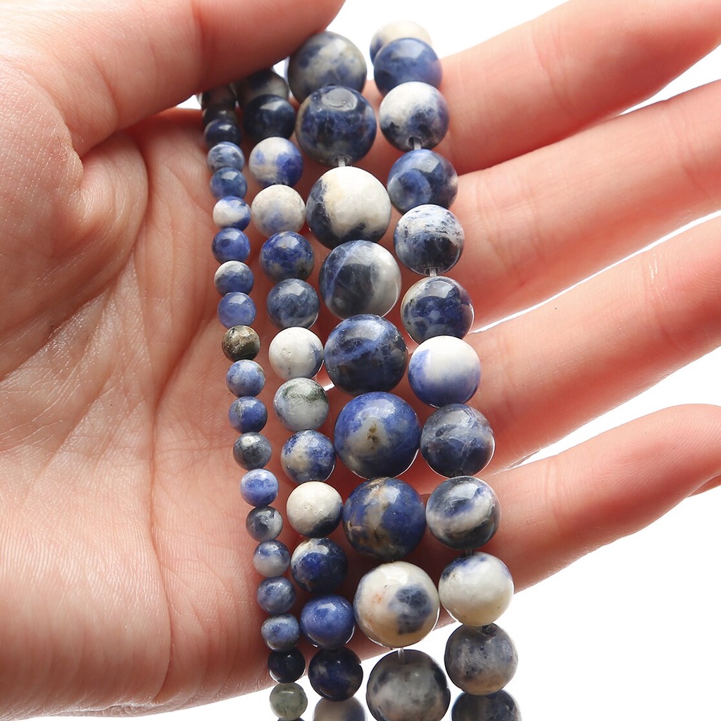 4 -12MM Grosir Biru Sodalite Beads Batu Permata Alami Belt Longgar Beads Untuk DIY Membuat Perhiasan Ukuran Gelang/Kalung