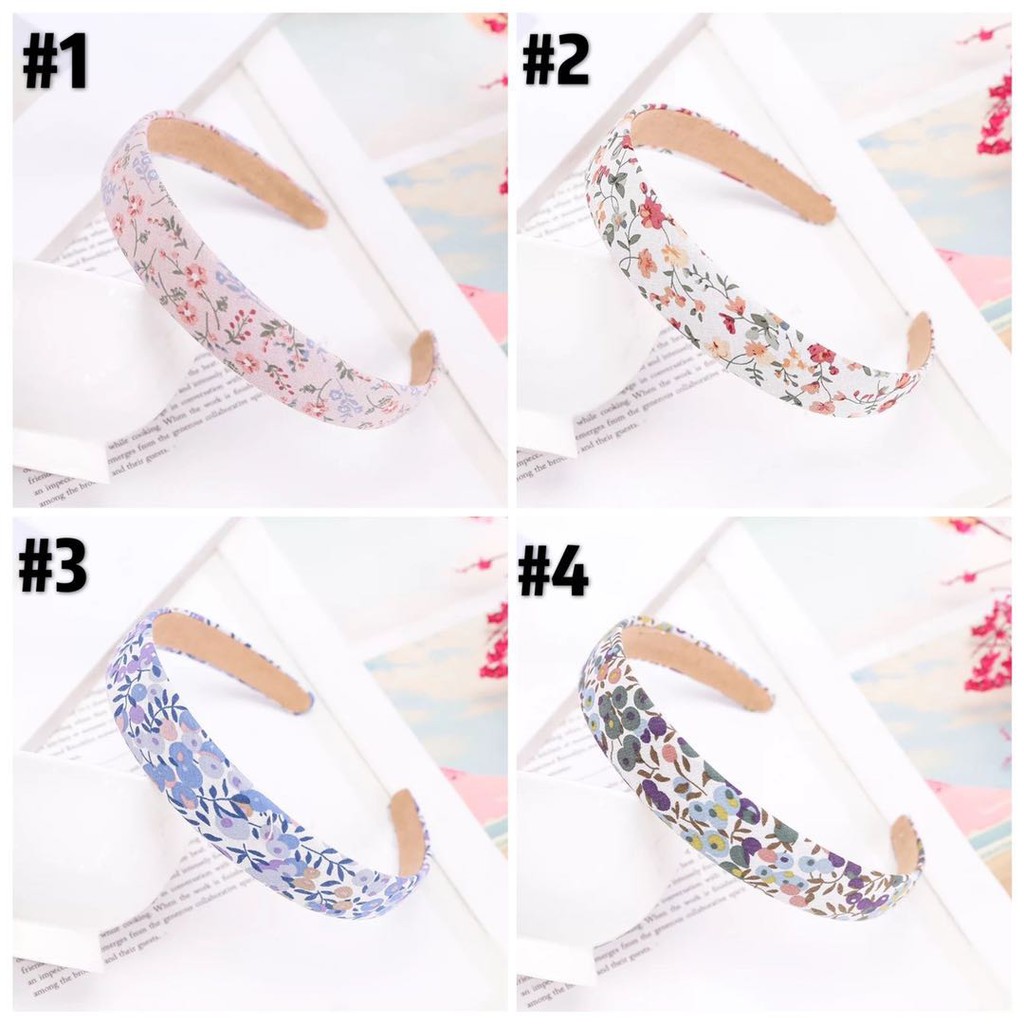 Bando Motif Bunga / Korean Style Headband Solid Color Flower Pattern Lattice Hairband Women Fashion