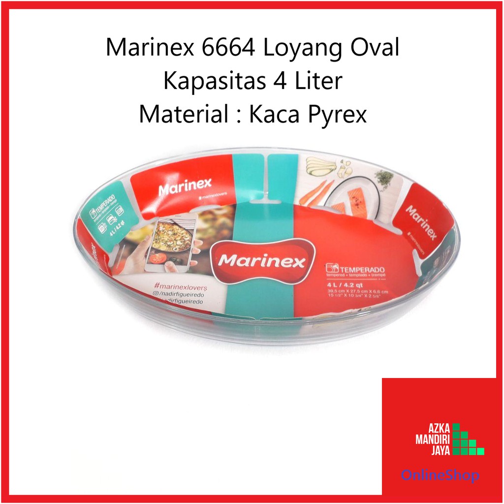 Marinex 6664 Loyang Oval Kapasitas 4 Liter Material : Kaca Pyrex