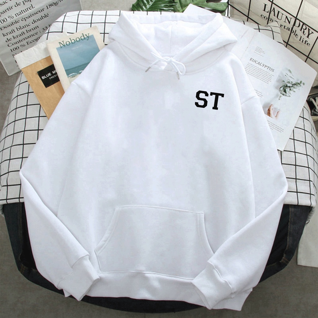 Parisdivarious Sweater Hoodie Jemper Custom Initial 2 Huruf Logo Bahan Fleece Size S - XXL (Pria &amp; Wanita)