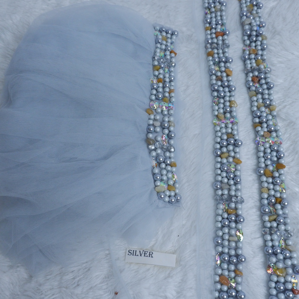 Set Veil Mutiara Susun Slayer Mutiara Susun baby blue-silver