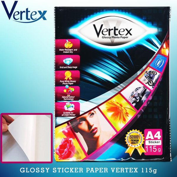 Kertas Photo Stiker Vertex A4 115g / VERTEX Glossy Foto Paper Sticker