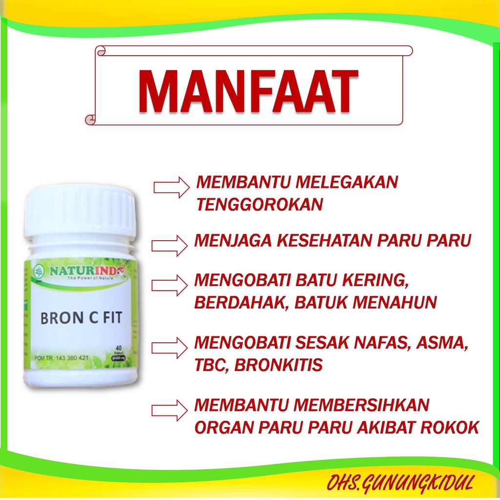 Obat Batuk Berdahak Kering Menahun Obat gurah paru paru2 suara sesak nafas Tbc Bronkitis Obat Gurah Sinusitis Herbal Bron c fit 100% Original BPOM-3