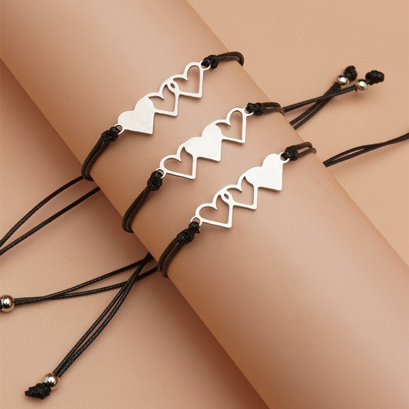 3pcs Gelang Handmade Bahan Stainless Steel Untuk Hadiah Ulang Tahun