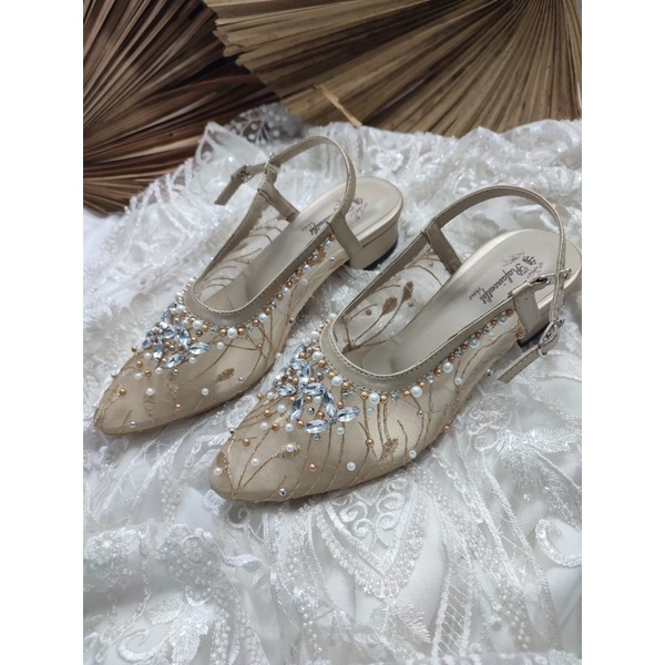 sepatu Rafaizoutfit tisya gold sepatu wanita sepatu wedding 3cm tahu