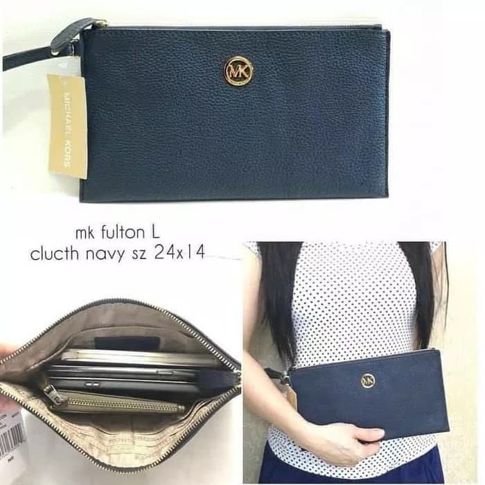 WANITA-CLUTCH- CLUTCH MICHAEL KORS FULTON ORIGINAL - NAVY -CLUTCH-WANITA.