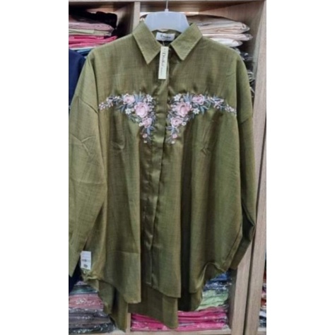 blouse atasan tunik kemeja oversize katun bordir ori by disiko exclusive