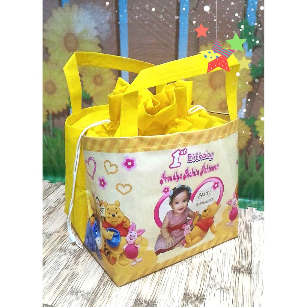 Goodie bag Souvenir Tas ulang tahun anak model serut MURAH bahan TEBAL / tas Tasyakuran Aqiqah-8