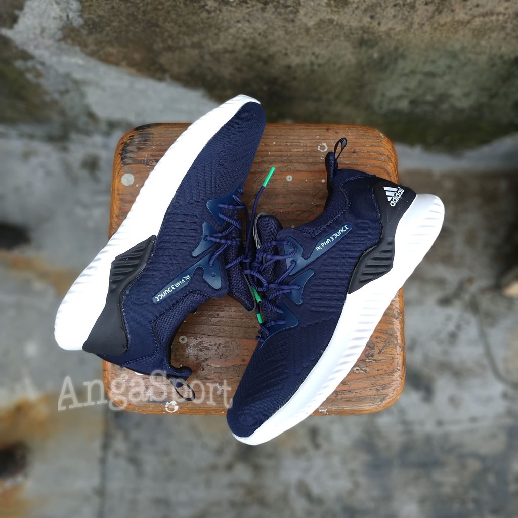 SNEAKERS COWOK HITAM BIRU MISTY  SEPATU PRIA ADIDAS ALPHABOUNCE BEYOND FULL BLACK SEPATU CASUAL