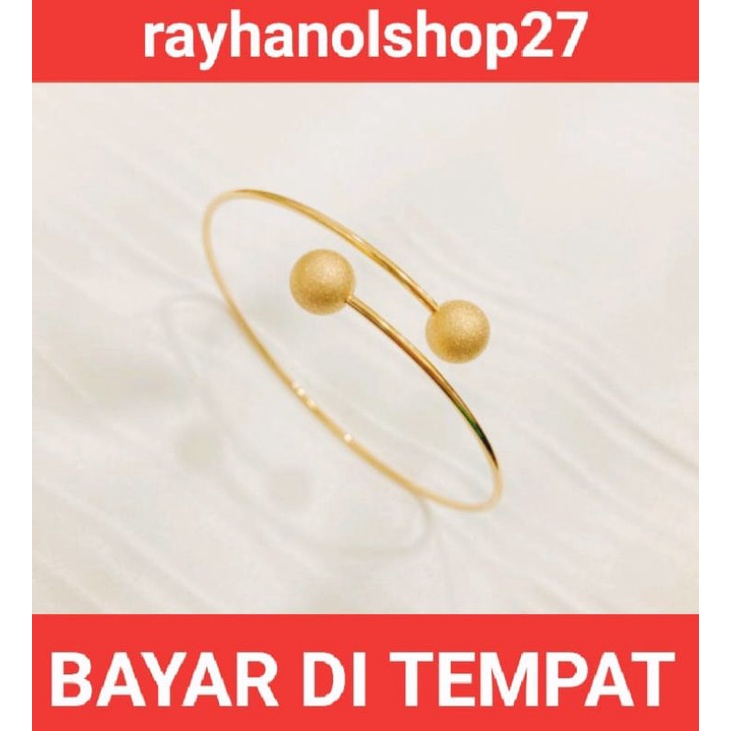 SET TITANIUM GELANG TANGAN FREE CINCIN MOTIF PENTOL LAPIS EMAS 24 K, TERSEDIA WARNA GOLD DAN ROSEGOLD