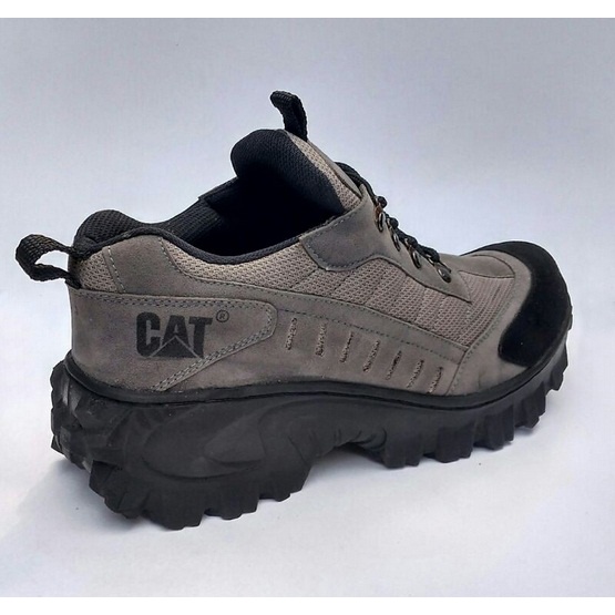 Sepatu Boots Pria Safety Cat Abu Hitam Ujung Besi