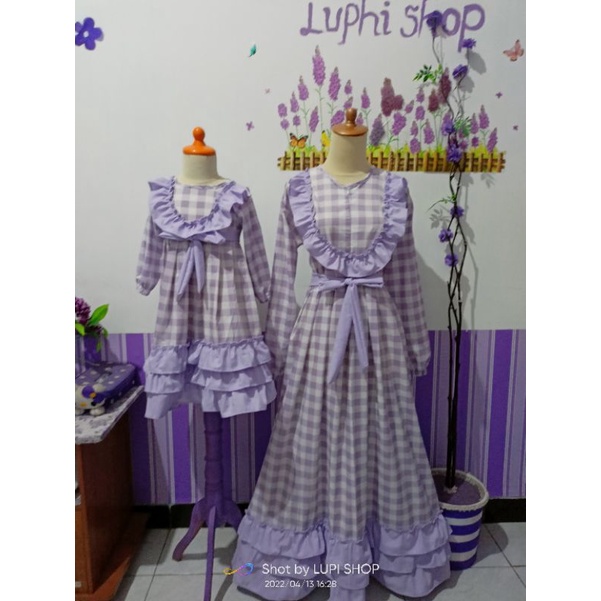 gamis couple ibu anak ungu lilac (gamis rumbai ungu)