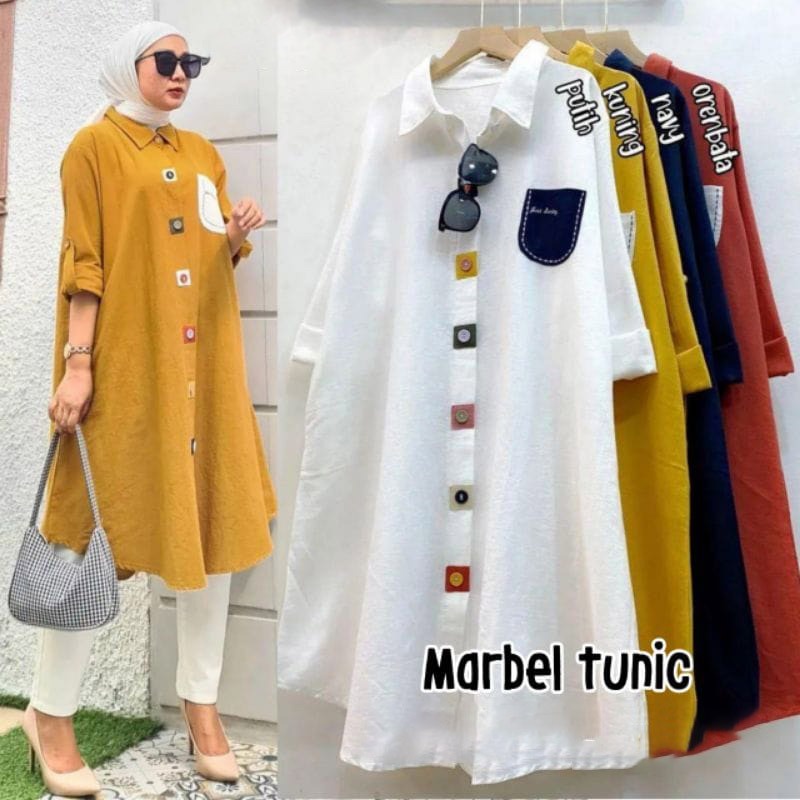 Marbel Tunik Atasan Long Tunik Wanita Remaja OOTD Casual Daily Premium