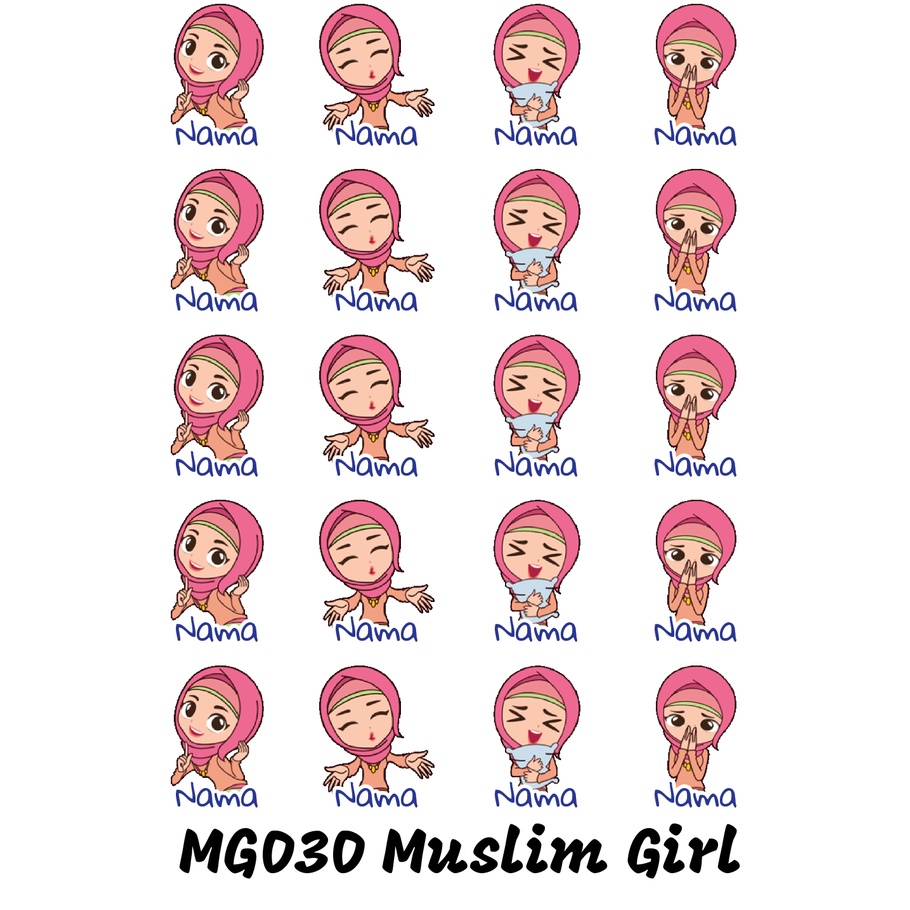 

Sticker Nama Cutting Label Waterproof Tahan Air Muslim Girl 30 (MG030)