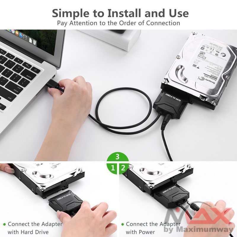 E-yield Kabel Adapter USB 3.0 to SATA for 3.5 / 2.5 Inch HDD SSD Hardisk External HH Portable Cable USB 3.0 To Sata 3.5 2.5 Hard Drive Converter Adapter Cable Support 2.5/3.5 Inch External WD HDD SSD Hard Drive For Windows