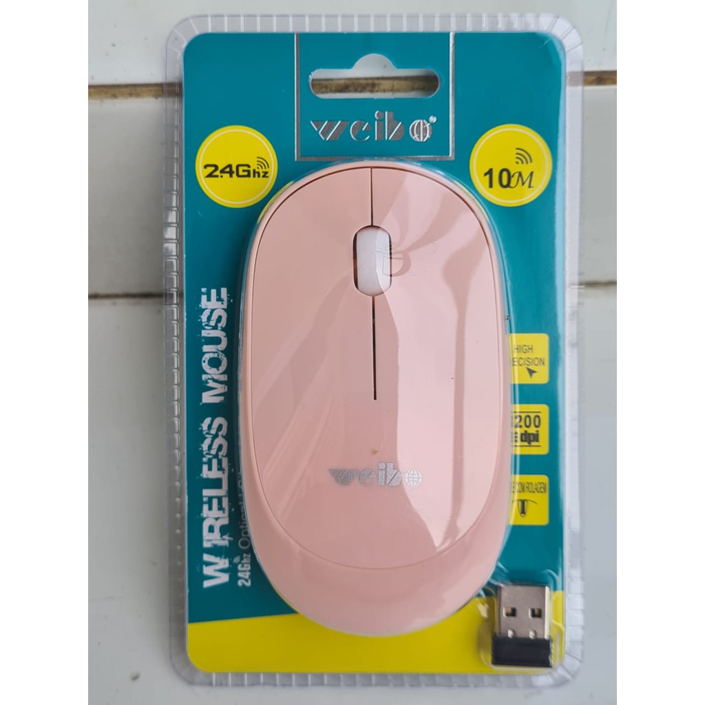 Optical Mouse weibo wireless tanpa kabel 10m 2.4Ghz tipis silent