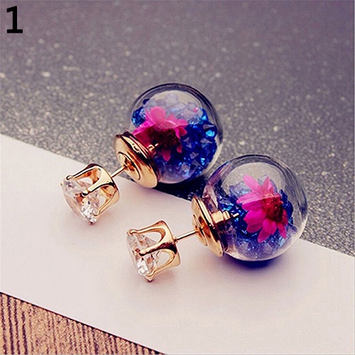 Hu Hu Hu Hu Hu Alat Bantu Pasang Kacamata♡ 1 Pasang Anting Stud Desain Bunga Aksen Berlian Imitasi Untuk Wanita