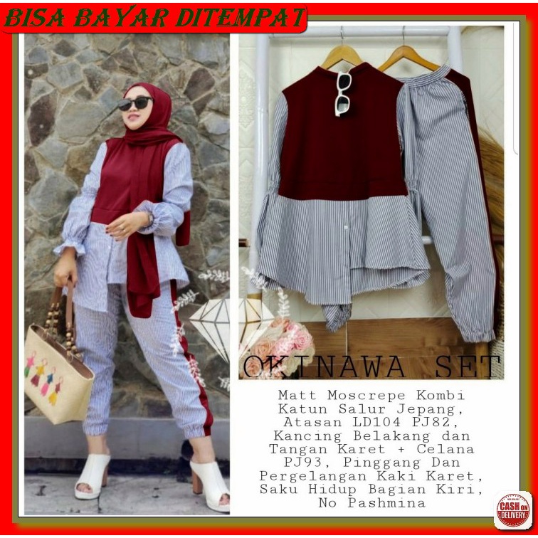 Btj7 Setelan Wanita Atasan Blazer Celana Kulot Kerja Kantor Impor BL341  Okinawa Baju Blouse + Celan