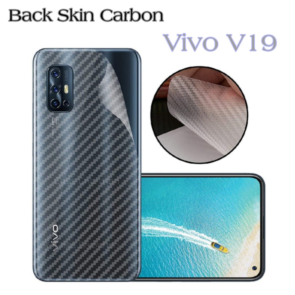 PROMO Paket 2 IN 1 Anti Gores Layar VIVO V19 Free Skin Carbon Pelindung Belakang Handphone Premium Quality