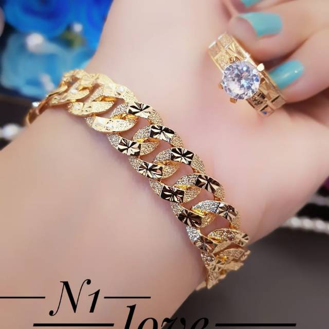 Xuping gelang dan cincin lapis emas 24k 1011
