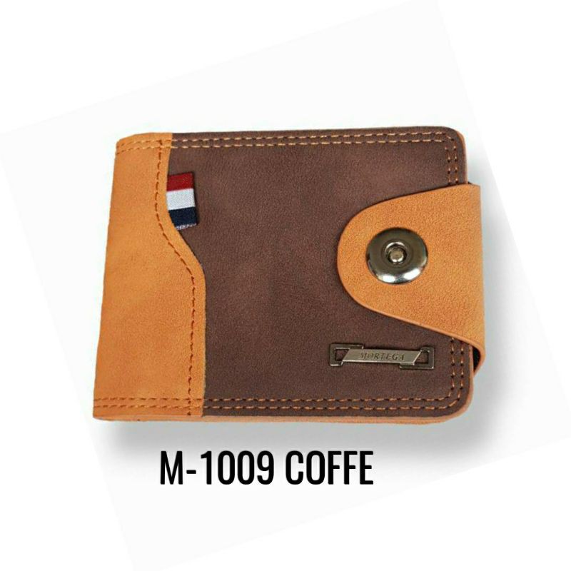 DOMPET PRIA KULIT PU MODEL KANCING MAGNET M-1009-Coffe