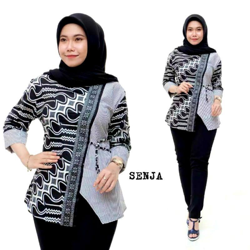 Batik wanita ASJ SA HRB026 Kenongo Kemeja Tosca Pendek-Parang ageng