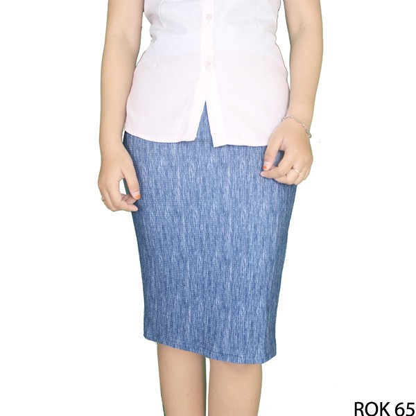 Rok Formal Kerja Wanita Denim Jeans Biru Muda – ROK 65