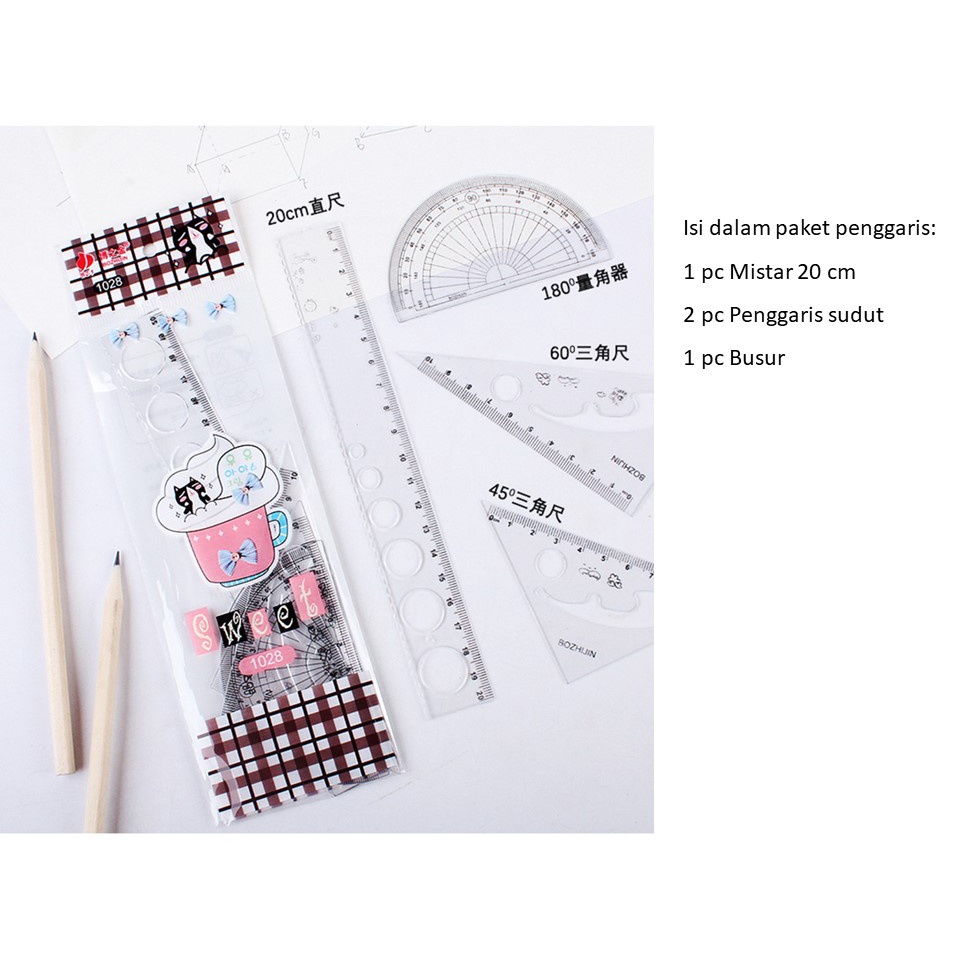 

Set penggaris lengkap isi 4