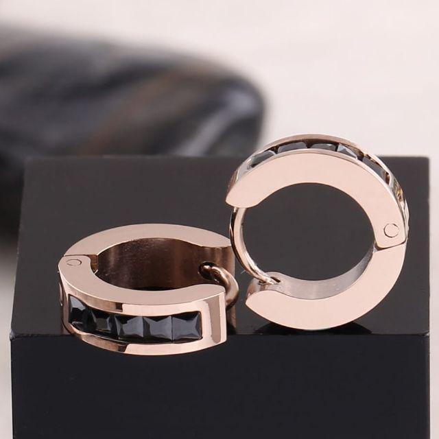 Anting Titanium Asli Jepit Permata Zircon Fashion Korea Stylish Anti Karat & Alergi MYG-238-D Gold