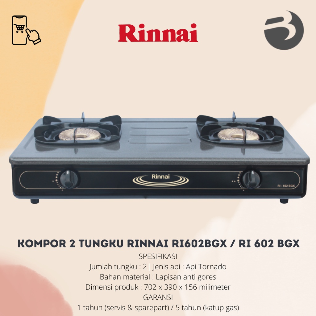 KOMPOR 2 TUNGKU RINNAI RI602BGX / RI 602 BGX