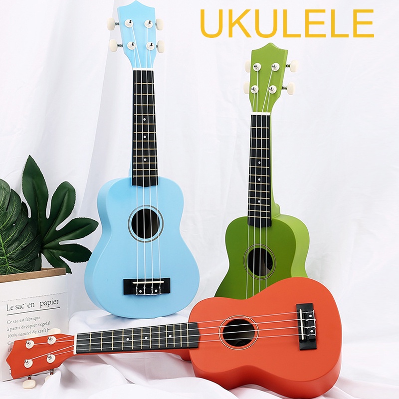 Instrumen Gitar Akustik Ukulele Soprano 4 Senar Bahan Serat Karbon Ukuran 21 Inci 7 Warna Untuk Pemula