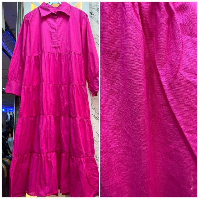 MIDI DRESS KATUN POPLIN FUSIA BUSUI FRIENDLY MIUDIS / MIDI FUSHIA POLOS / MIDI POPLIN FANTA / MIDI B