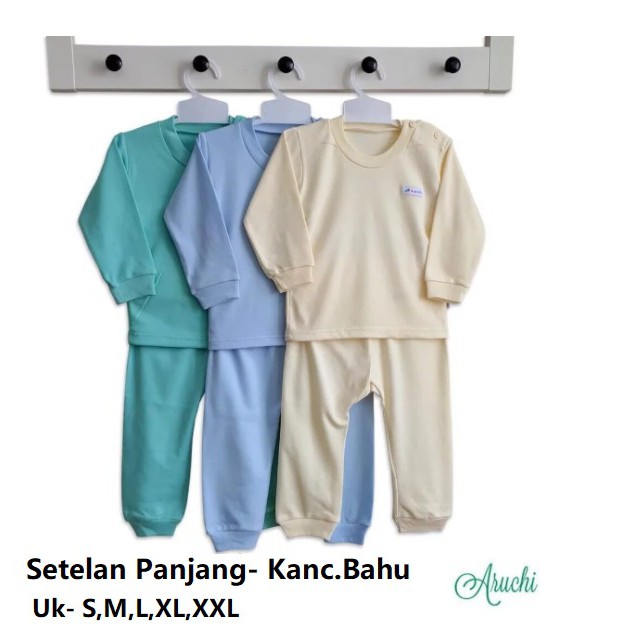 1 SETEL ARUCHI SETELAN BAJU PANJANG ANAK POLOS WARNA