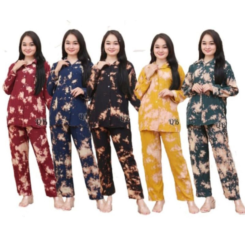 [BISA COD] Setelan Tie Dye / Setelan TieDye / One Set Rayon Wanita