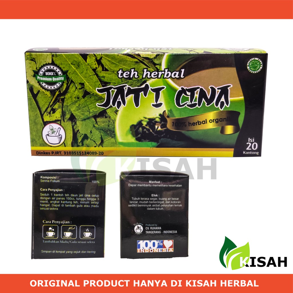 KISAH Teh Jati Cina Celup Premium Grade A+ 20 Kantong - Daun Senna Pelangsing (Diet) Peluluh Lemak