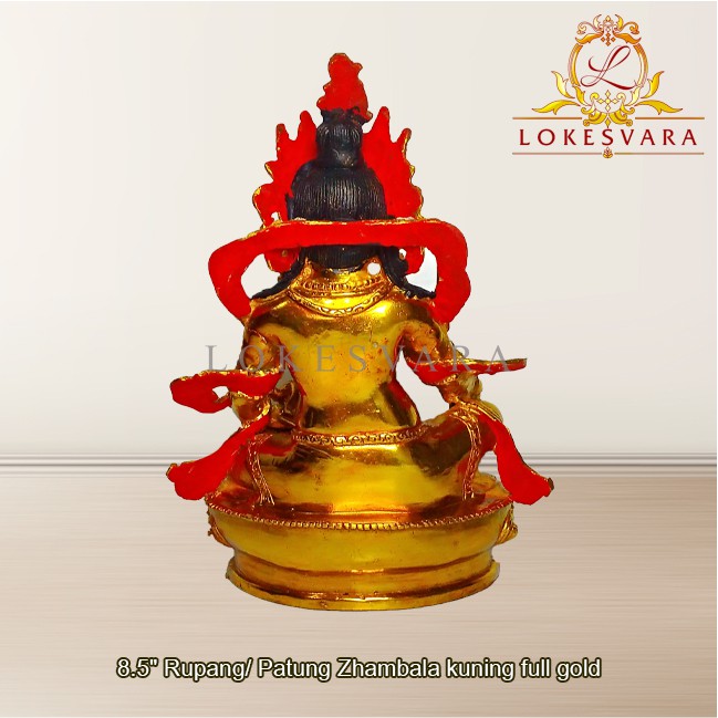 Patung Rupang Arca Logam Zhambala Kuning 8.5inch Full Gold