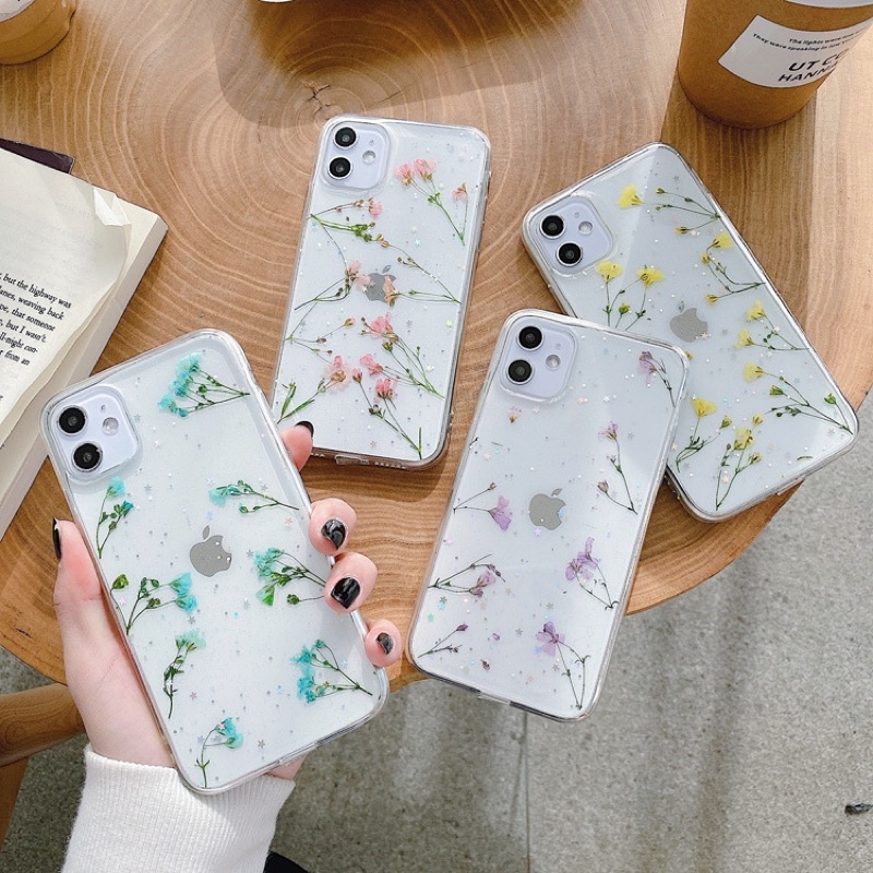 Blue Dried Flower Case Samsung A7 A9 2018 A6 A8 plus J4 J6 S9 V7 S10 S22 S21 Ultra A52 A72 A32 A11 A22 A53 A73 A21 A21s