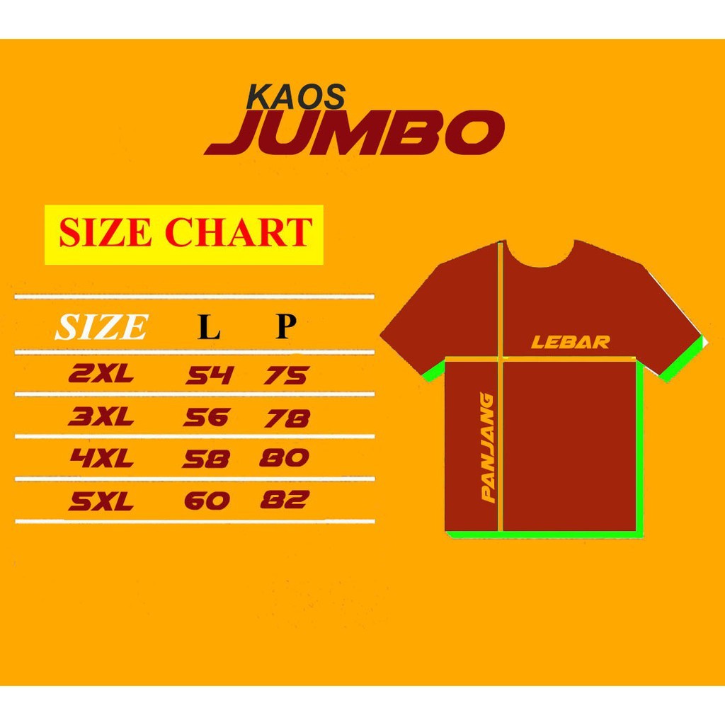 KAOS POLOS OVERSIZE/KAOS POLOS BIG SIZE/KAOS POLOS LIST ORANGE (2XL, 3XL, 4XL, 5XL)