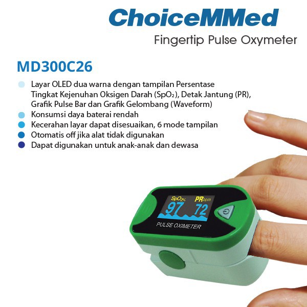 PULSE OXIMETER CHOICEMMED MD300C20 /MD300C26  ALAT UKUR KADAR OKSIGEN ORIGINAL CHOICEMED