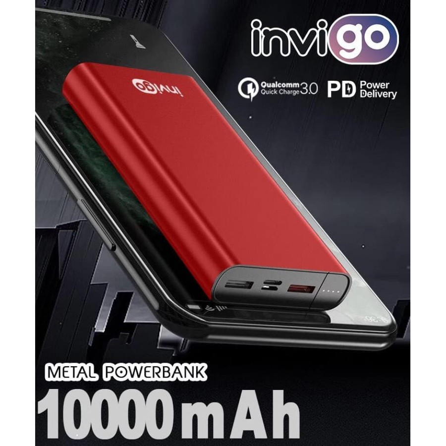 PowerBank Power Bank Invigo Metal 10000mAH quick Fast charging 3.0 18W
