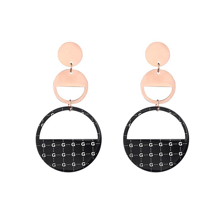 Anting Korea Titanium Tusuk Bulat Besar Hitam Rosegold - BE358