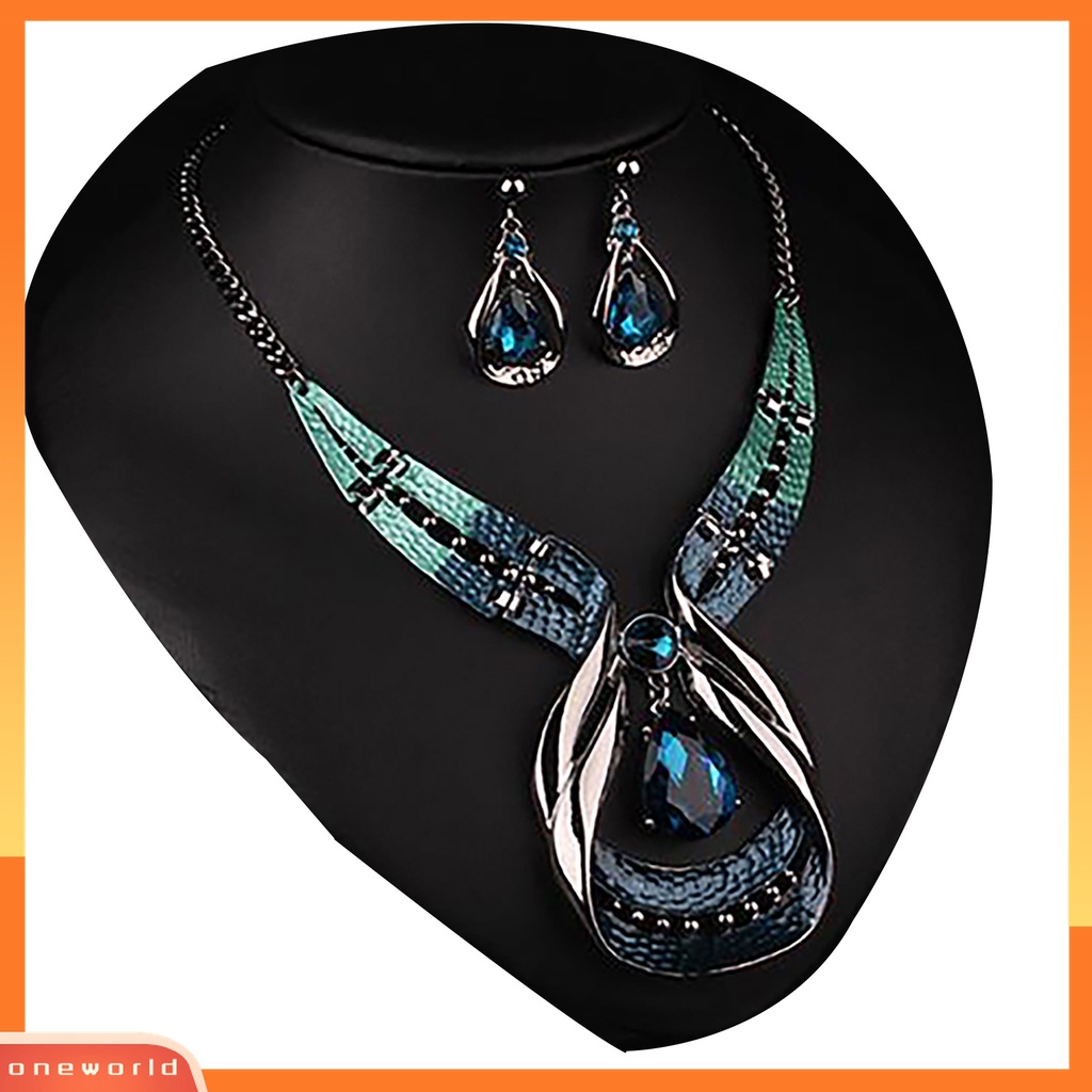 Set 3 Pcs Perhiasan Kalung Anting Drop Adjustable Anti Pudar Untuk Hadiah Ulang Tahun Pernikahan