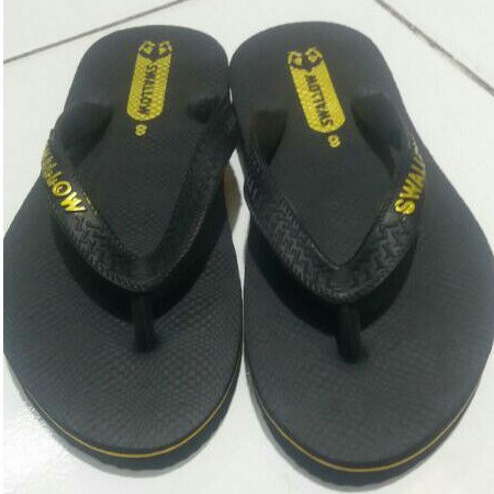 sandal karet swallo hitam ukuran tanggung size 7.5 - 8.5