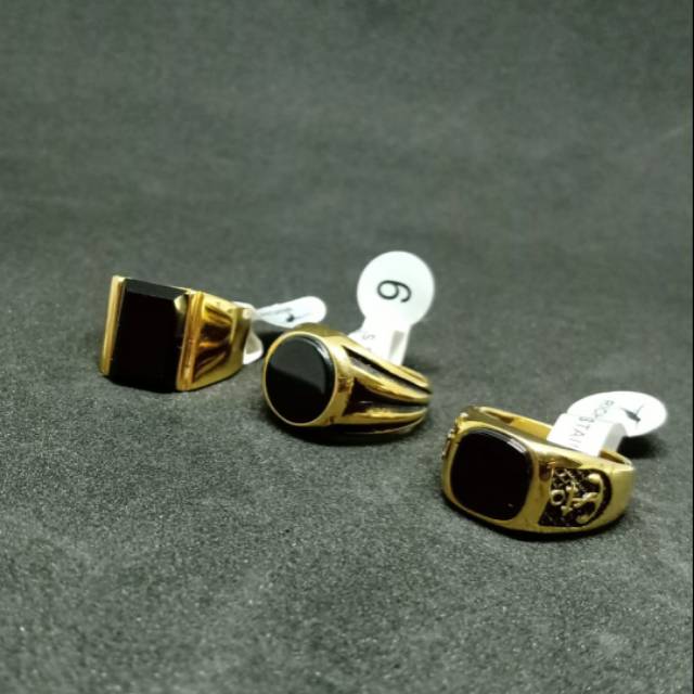 Cincin pria batu black onyx