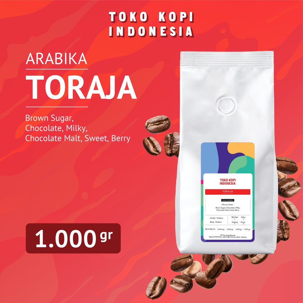 

Kopi Arabika Toraja Sulawesi Arabica Coffee Beans Coffe 1Kg Biji Bubuk