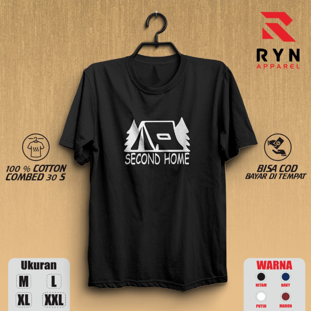 Kaos Outdoor SECOND HOME Distro Premium Baju Gunung Kaos Pendaki pria wanita Tshirt Murah